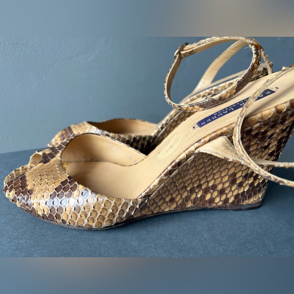 Ralph Lauren Collection Python Peep-Toe Wedge Wit… - image 8